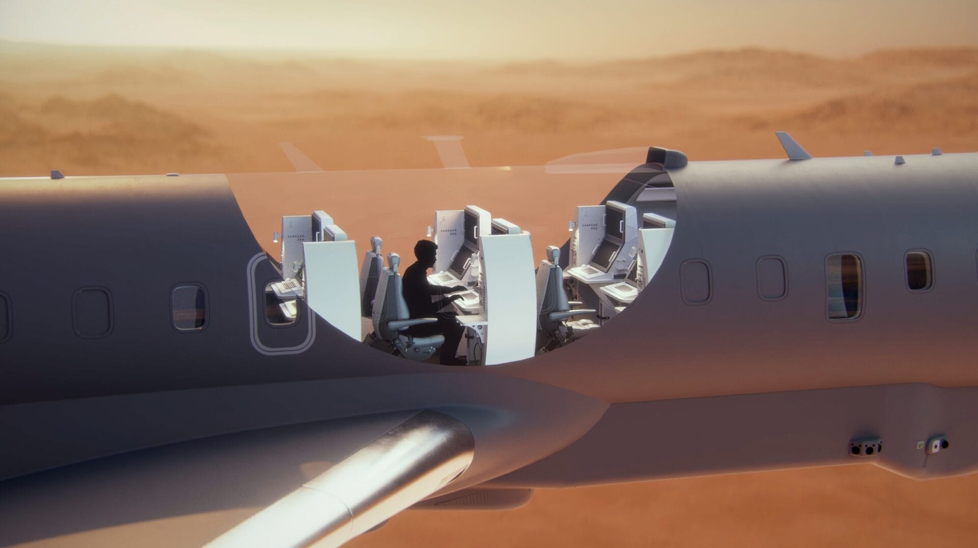 Operator using workstation onboard aircraft